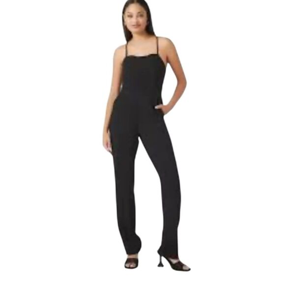 Forever 21 Women's Crisscross Cami Straight-Leg Jumpsuit | Black | size S - Picture 1 of 9